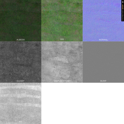 Scanned Seamless Short Grass PBR Texture 350x350x10cm