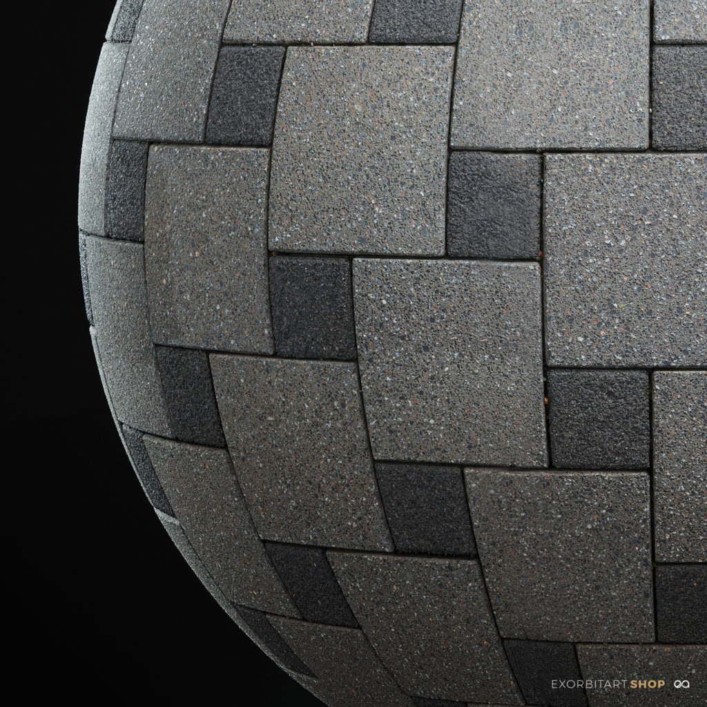 Checker Pavement Scanned PBR Texture 200x200cm - exorbitart.shop